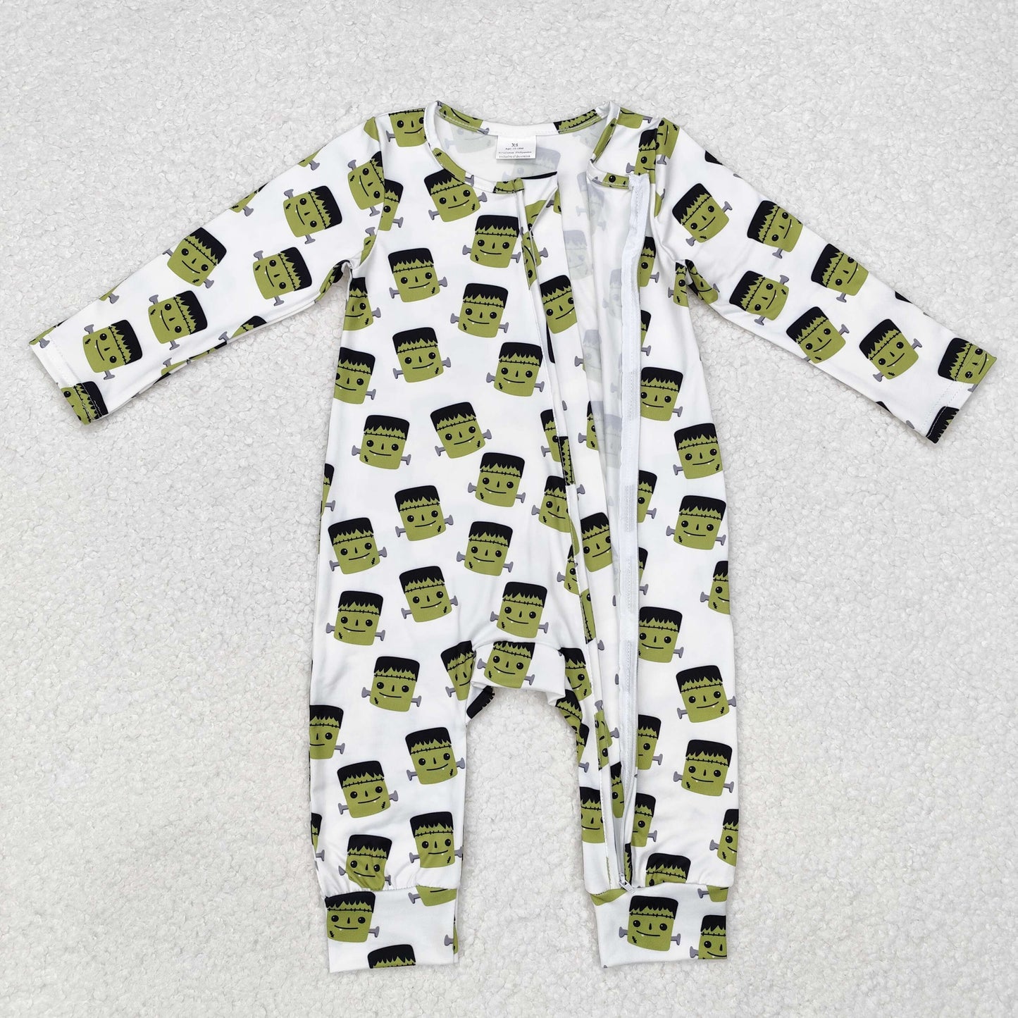 LR1471 green cartoon man Halloween monster sibling boy romper 202410 RTS