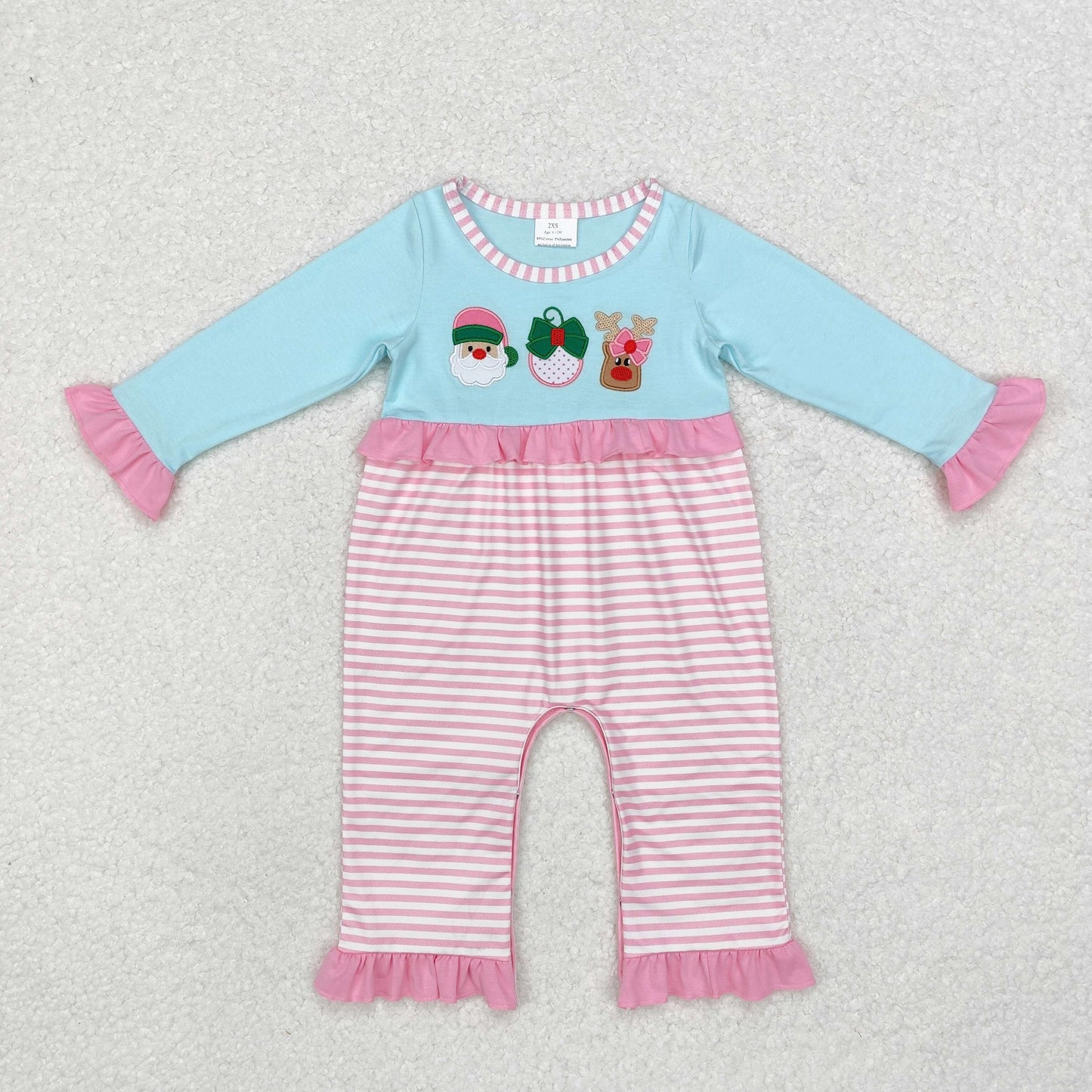 LR1476 embroidery Christmas tree girl  romper 202409 RTS