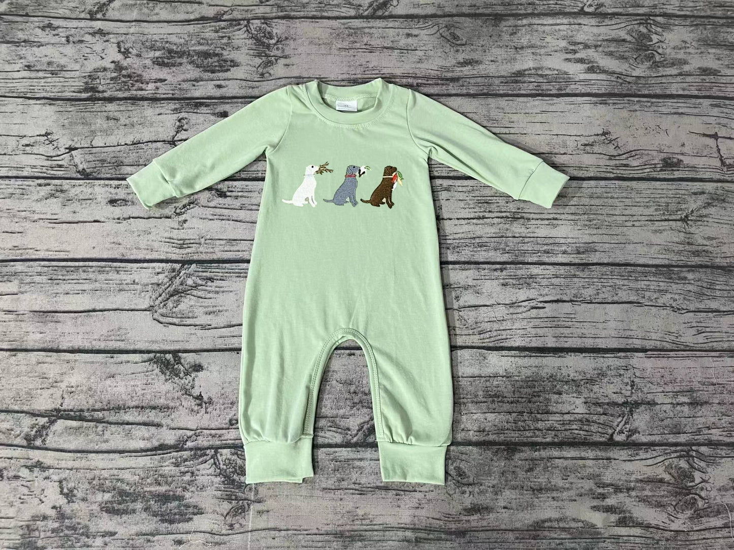 embroidery dog fish duck deer LR1496 sibling boy romper 202408 RTS