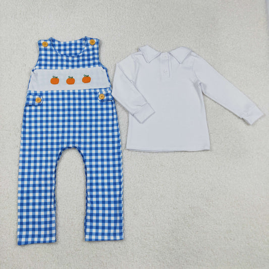LR1504组合 pumpkin Halloween embroidery sibling boy romper 202509 RTS