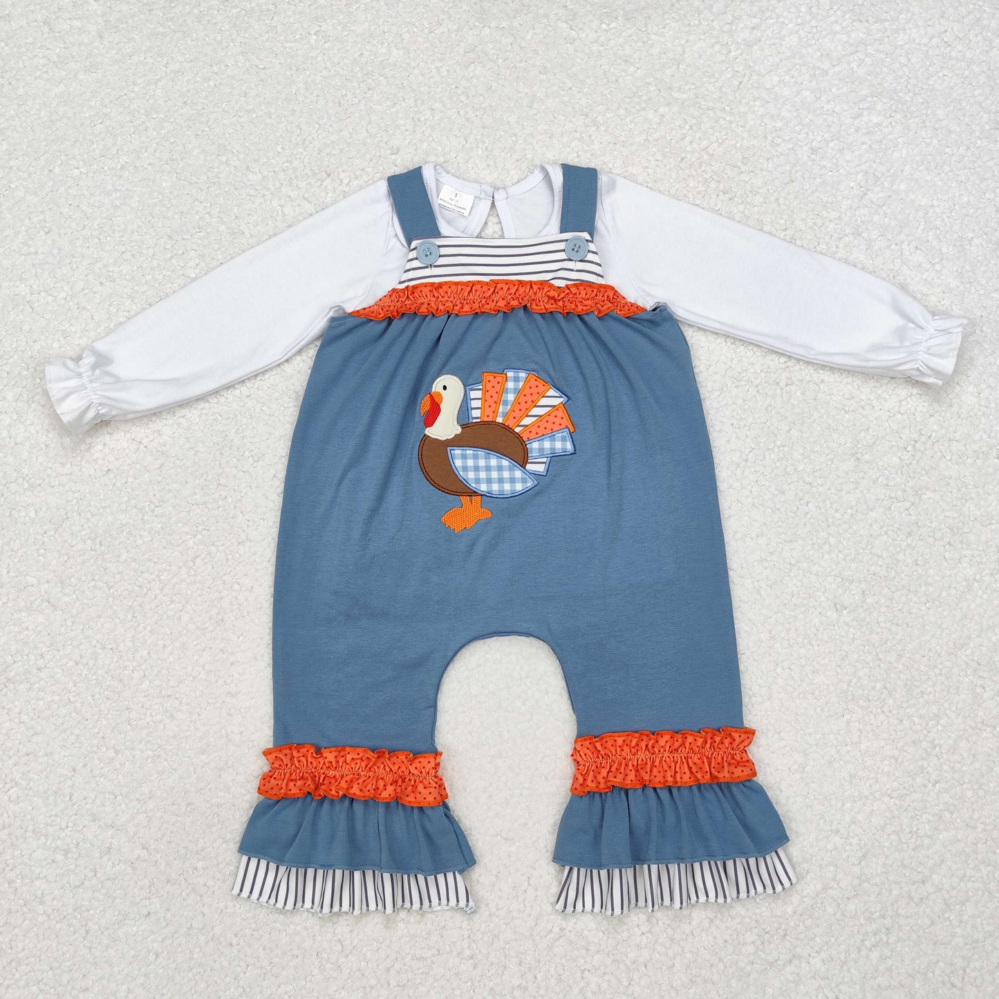 LR1504组合 turkey embroidery sibling boy romper 202410 RTS