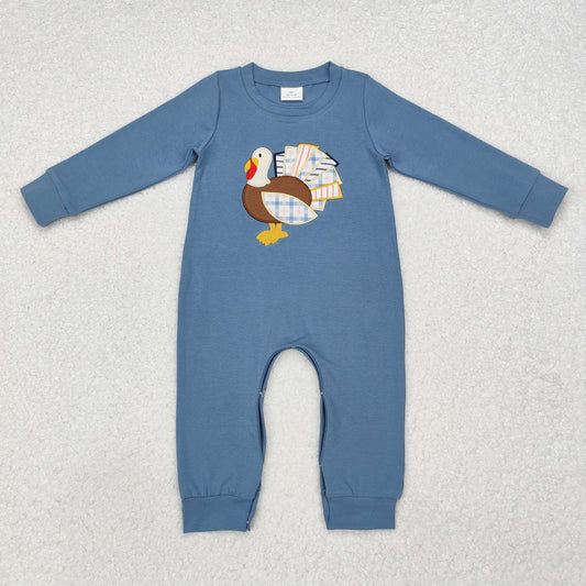 LR1505  turkey embroidery sibling boy romper 202410