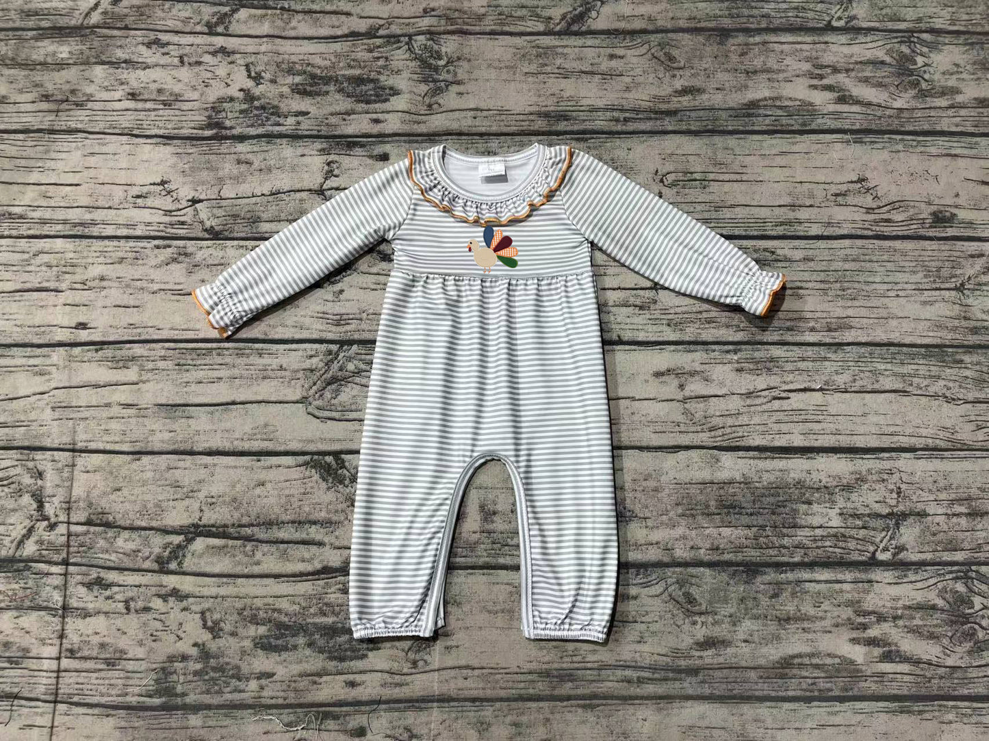 embroidery turkey sibling LR1448 girl romper 202408 preorder