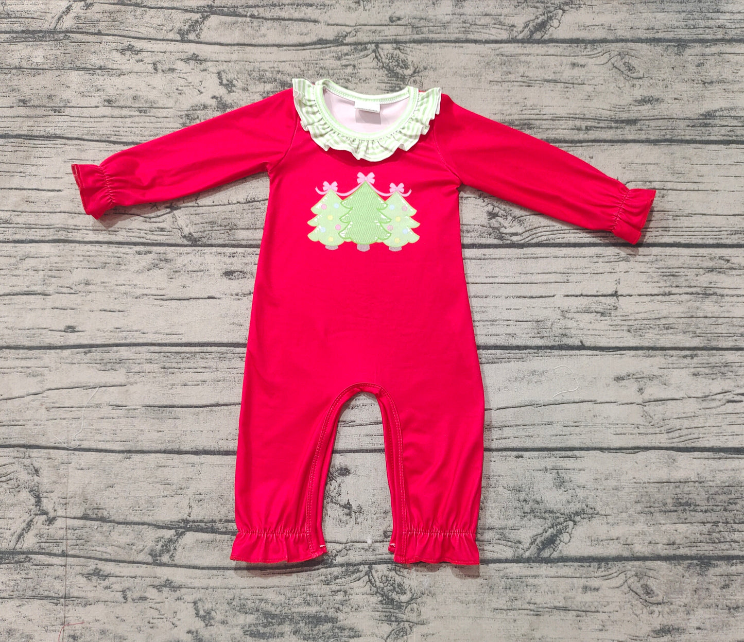 LR1560 Christmas tree sibling girl romper 202409 preorder