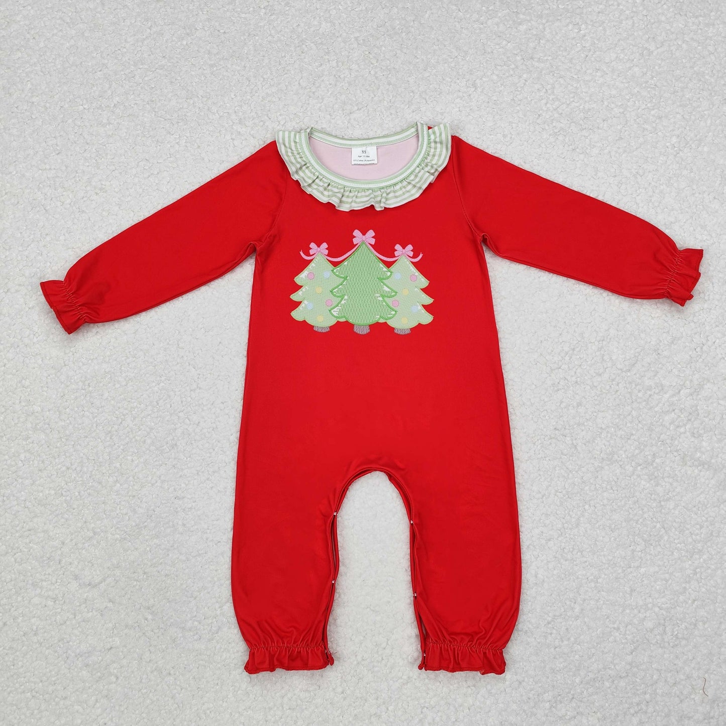 LR1560 Christmas tree sibling girl romper 202410 RTS