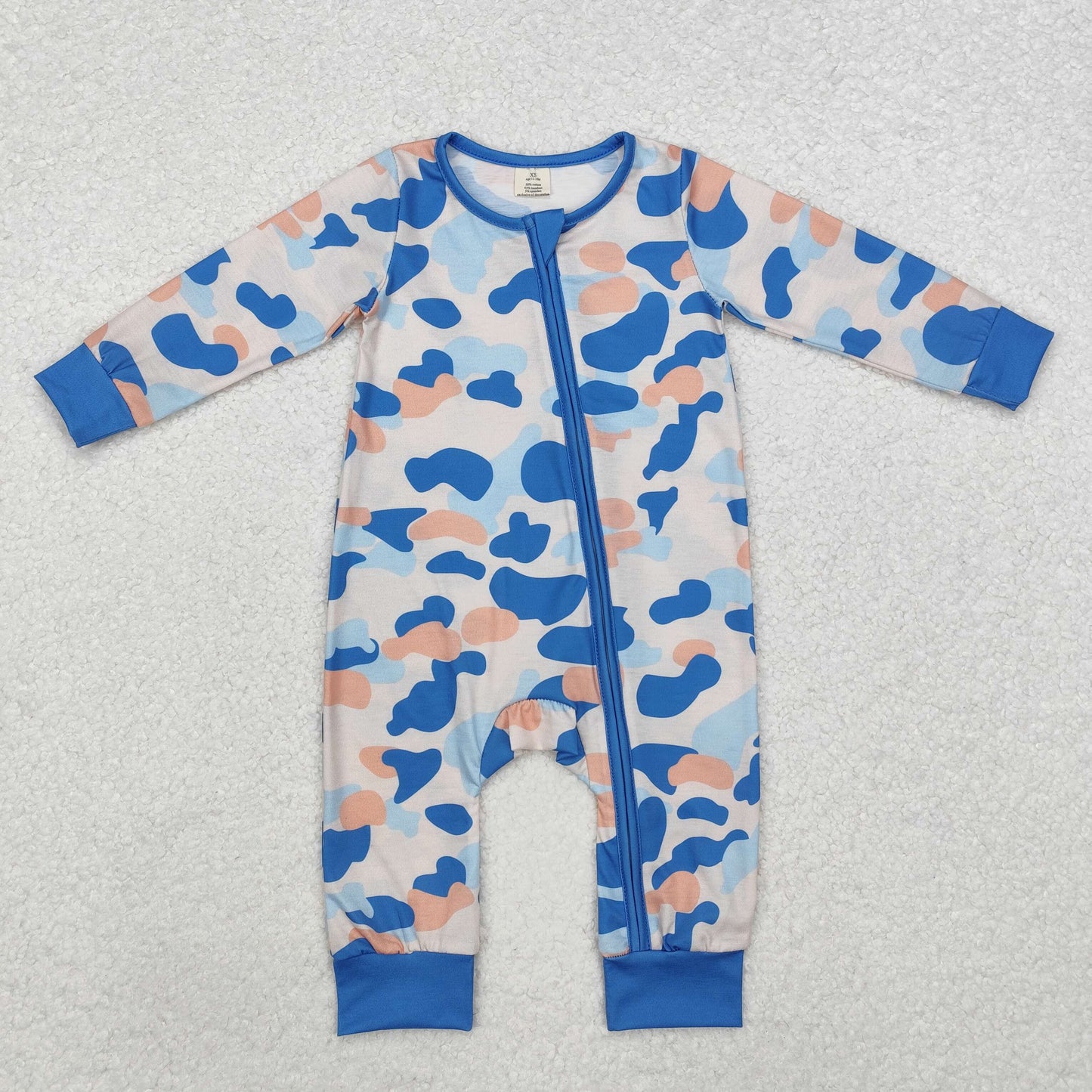 LR1574 BAMBOO boy camo blue romper 202411 RTS