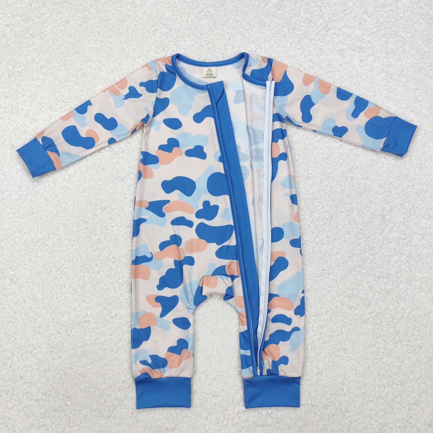 LR1574 BAMBOO boy camo blue romper 202411 RTS