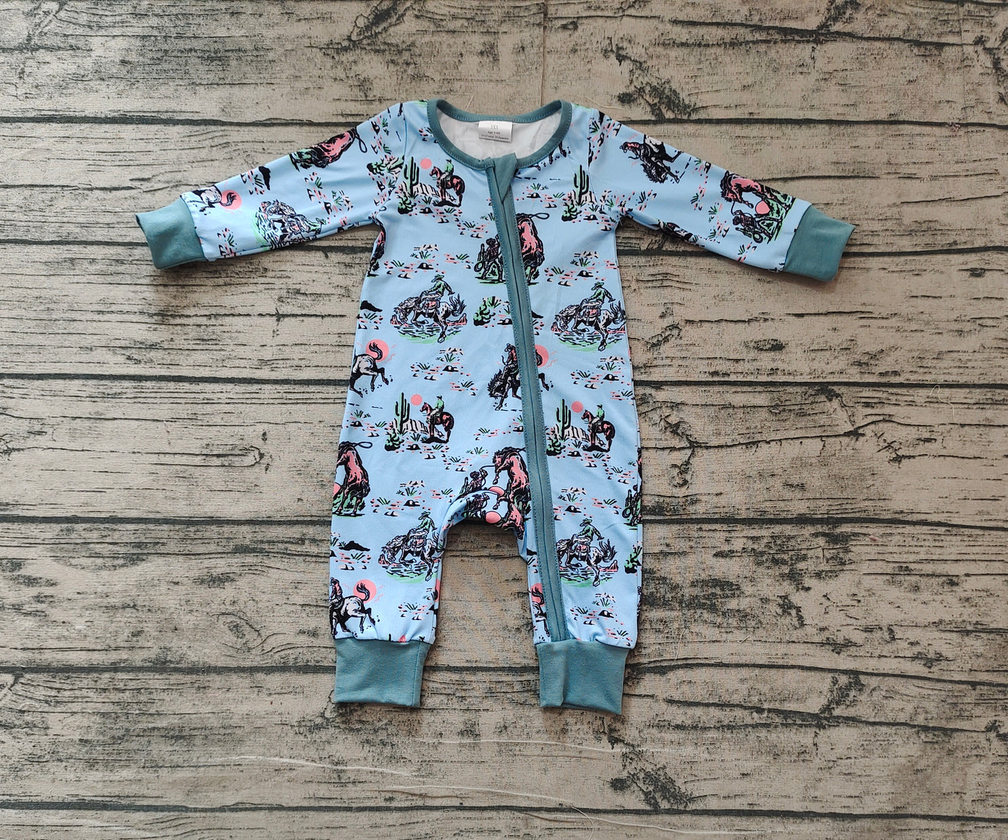 LR1578 western cowboy horse boy romper 202412 sibling preorder