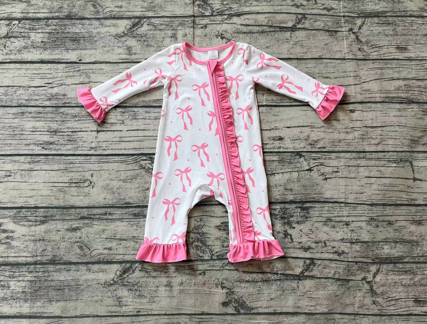 LR1584 Bamboo Christmas bow girl romper 202409 RTS sibling