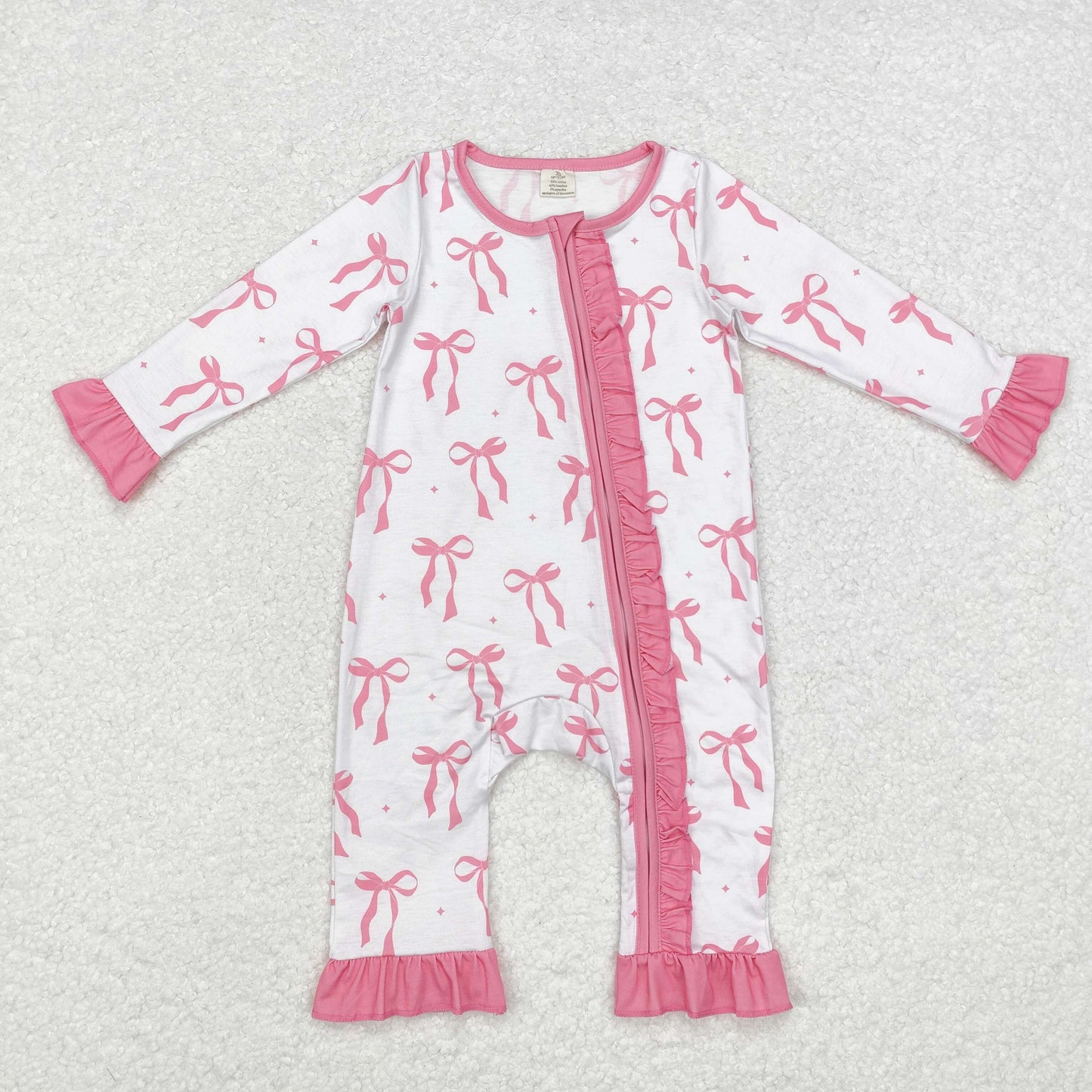 LR1584 Bamboo Christmas bow girl romper 202409 RTS sibling