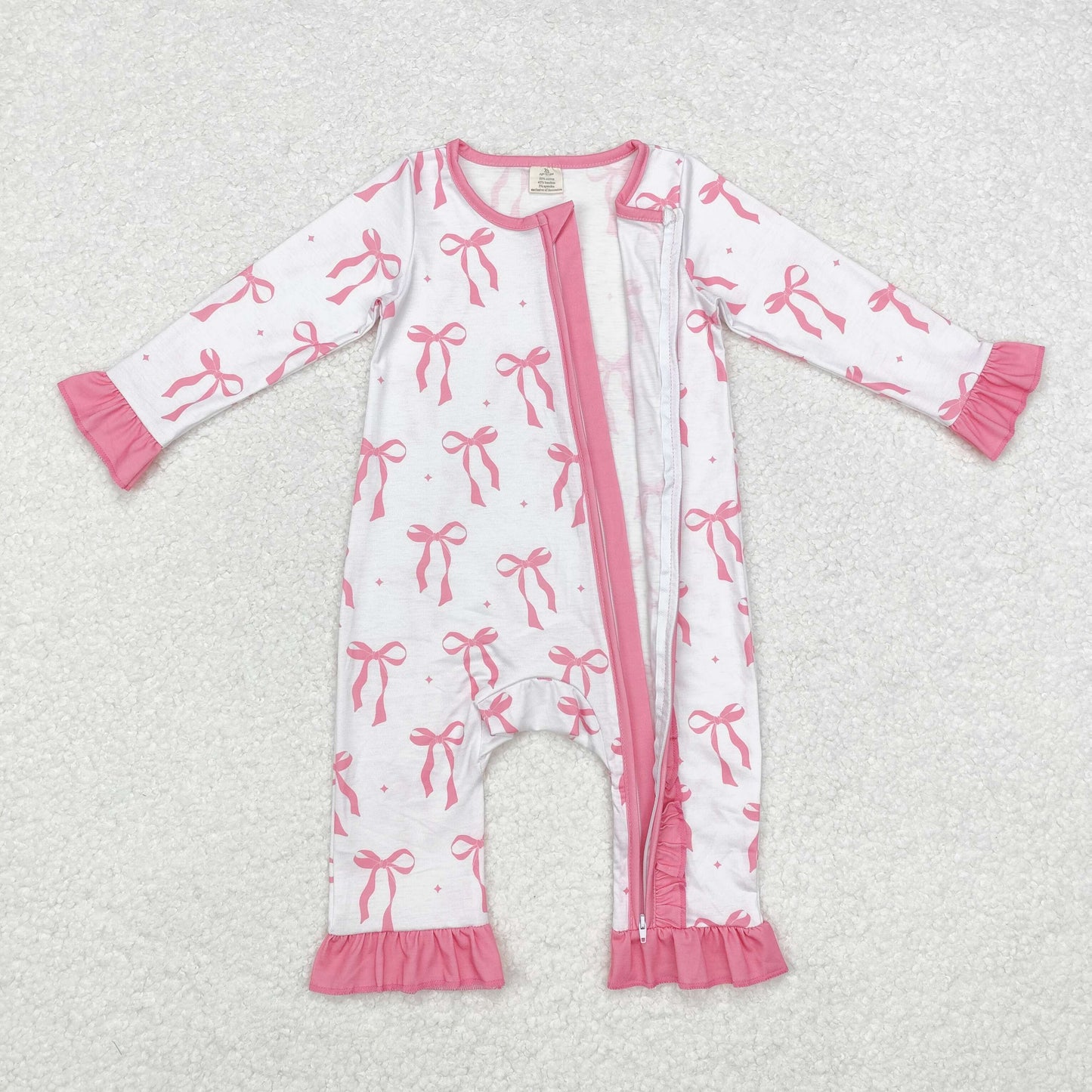 LR1584 Bamboo Christmas bow girl romper 202409 RTS sibling