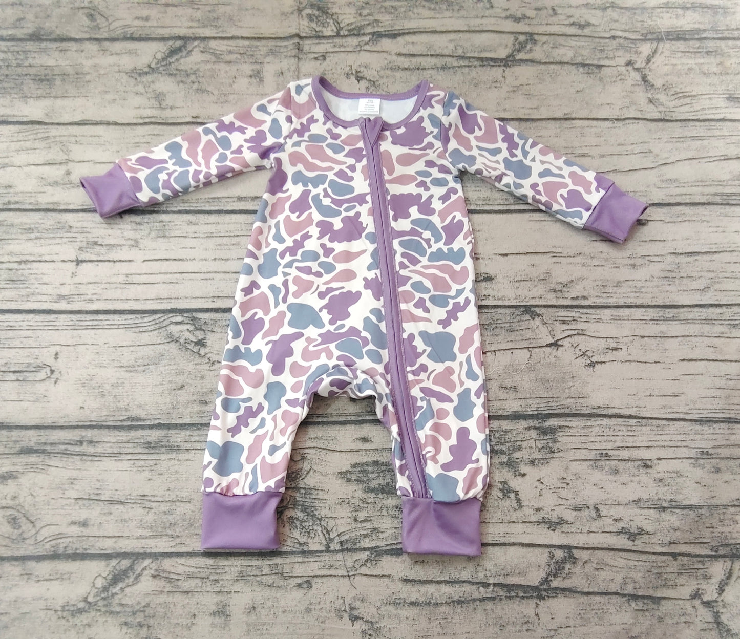 sibling LR1604 purple leopard camo  boy romper 202408 preorder