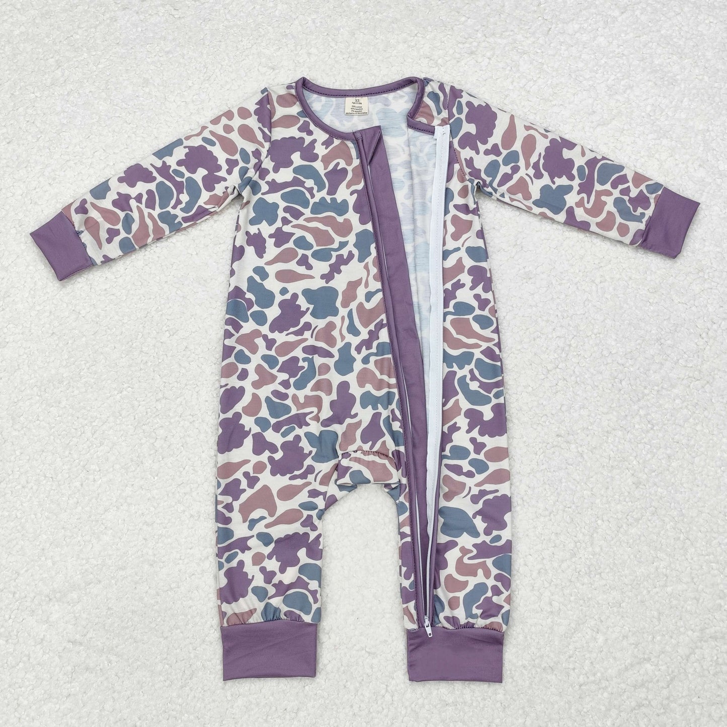 sibling LR1604 purple leopard camo  boy romper 2024010 RTS