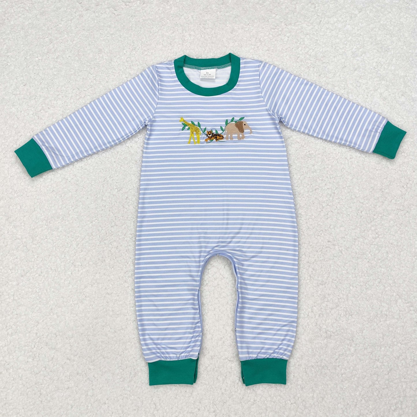 LR1616 embroidery elephant tiger tractor boy romper 202410 RTS  sibling