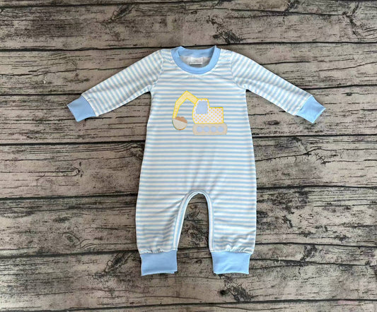 LR1617 embroidery tractor boy romper 202408 preorder sibling