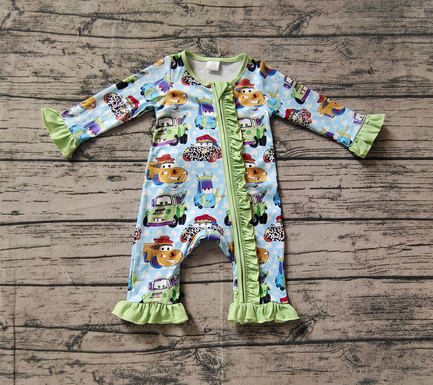 LR1623 -BAMBOO car girl romper 202410 sibling RTS