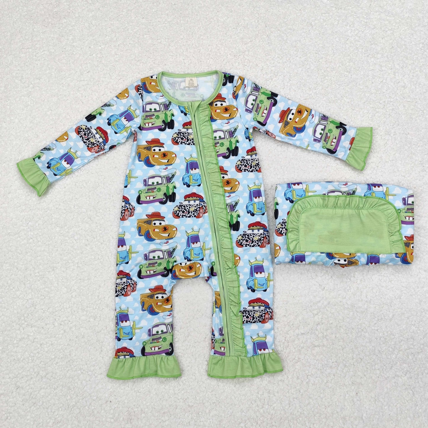 LR1623 -BAMBOO car girl romper 202410 sibling RTS