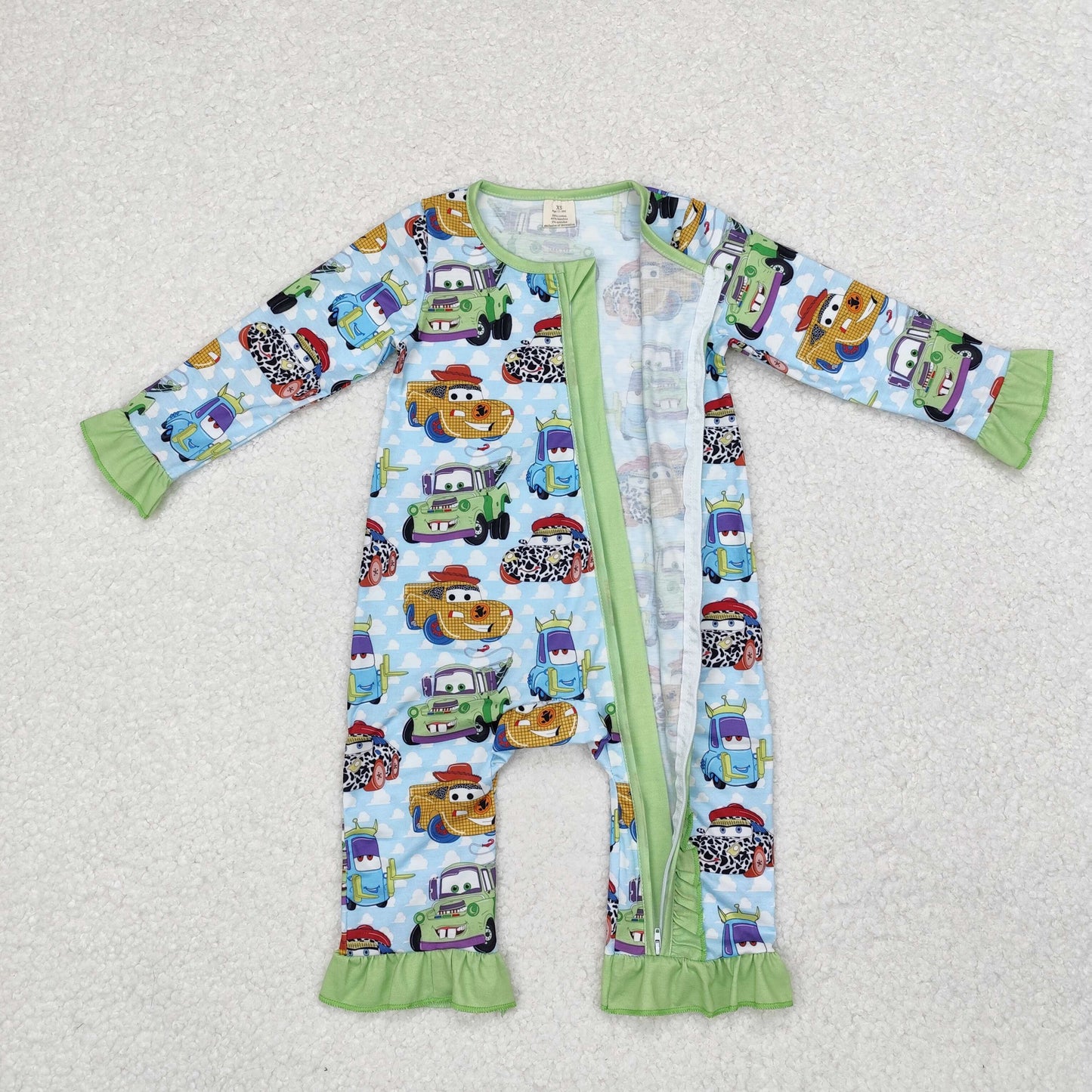 LR1623 -BAMBOO car girl romper 202410 sibling RTS