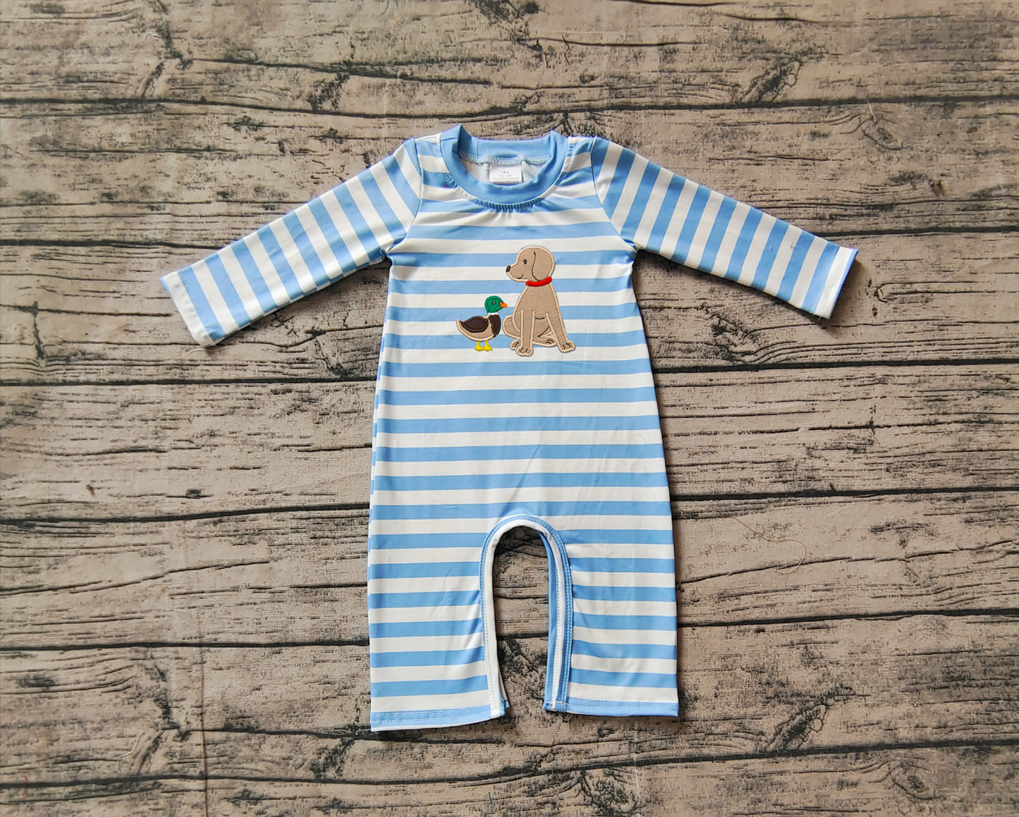 LR1644  embroidery duck dog sibling  boy  romper 202410 RTS