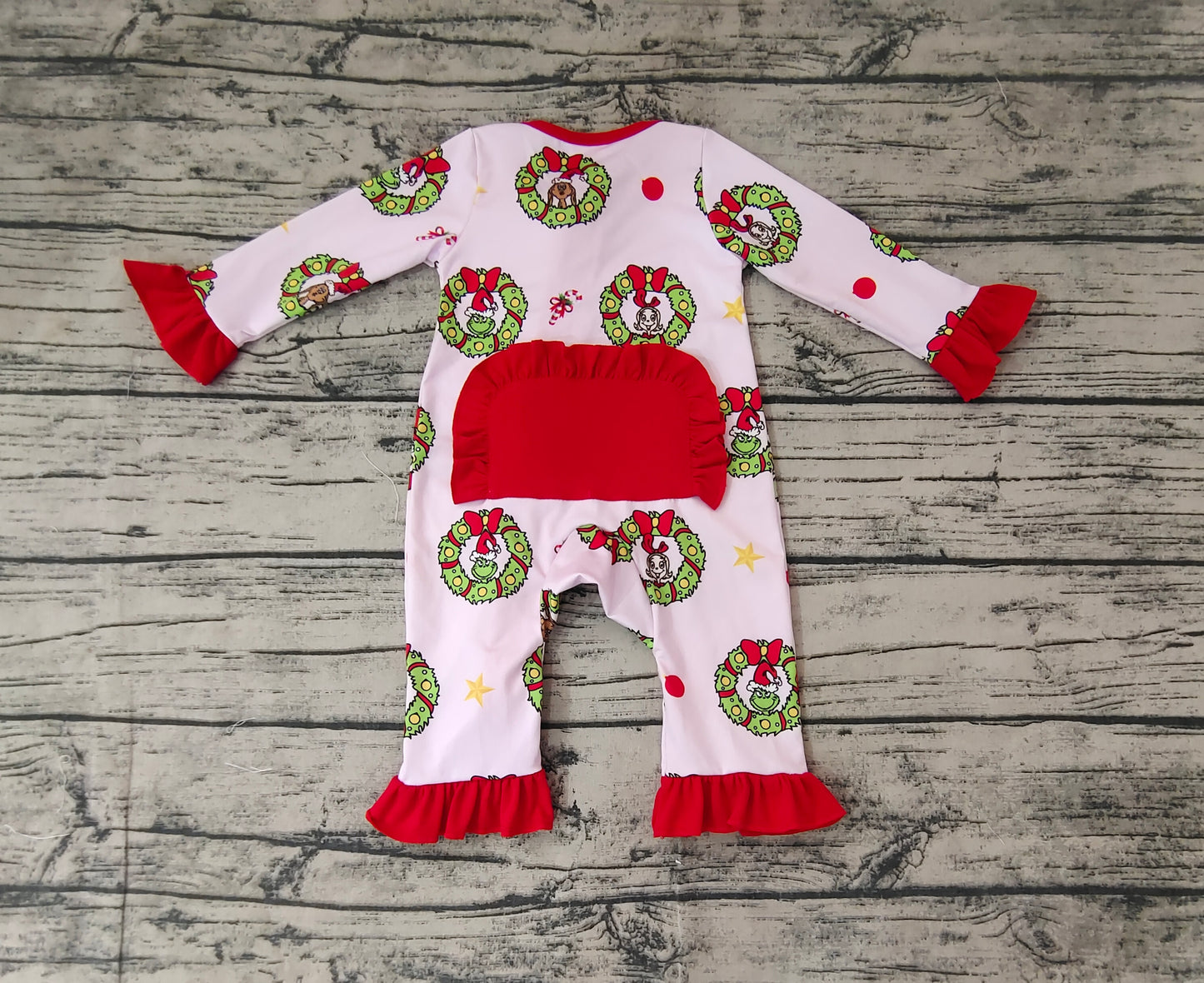 LR1664  Christmas grinch sibling  girl romper 202408 preorder