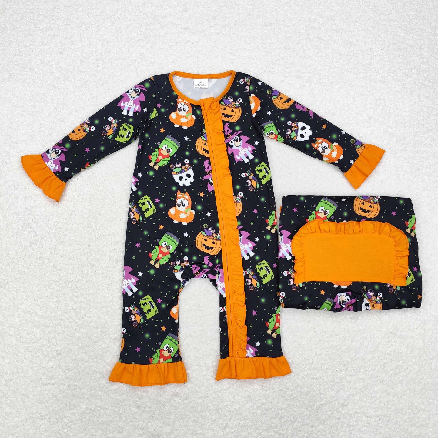 sibling LR1694 Halloween bluey girl  romper 202409 RTS