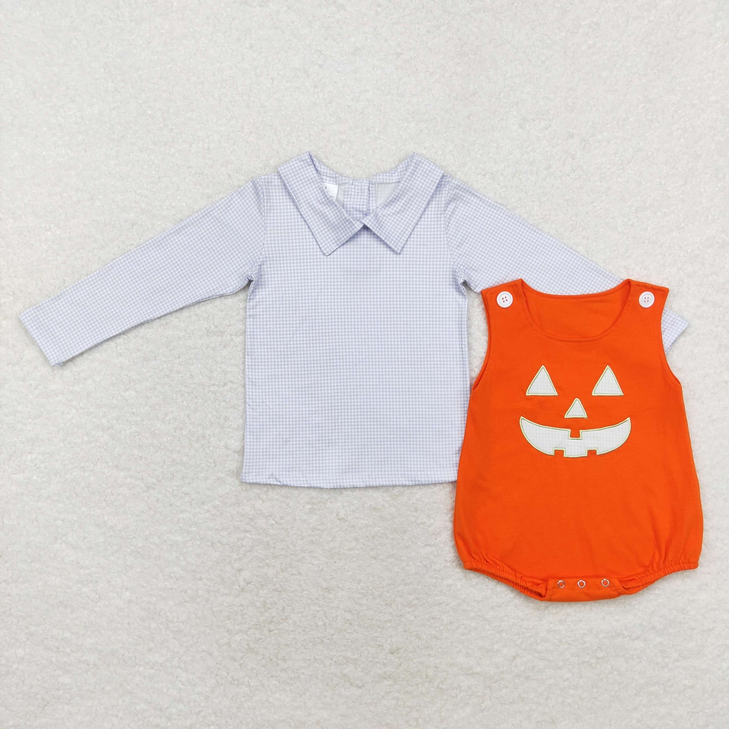 LR1704组合  embroidery Halloween  smile  LR1390 romper girl top and romper outfit set 202408 preorder sibling