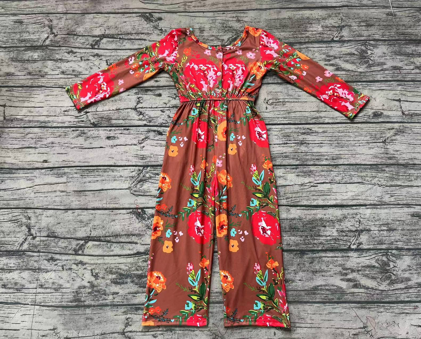 flower long sleeve girl jumpsuit LR1834 preorder overall 202409