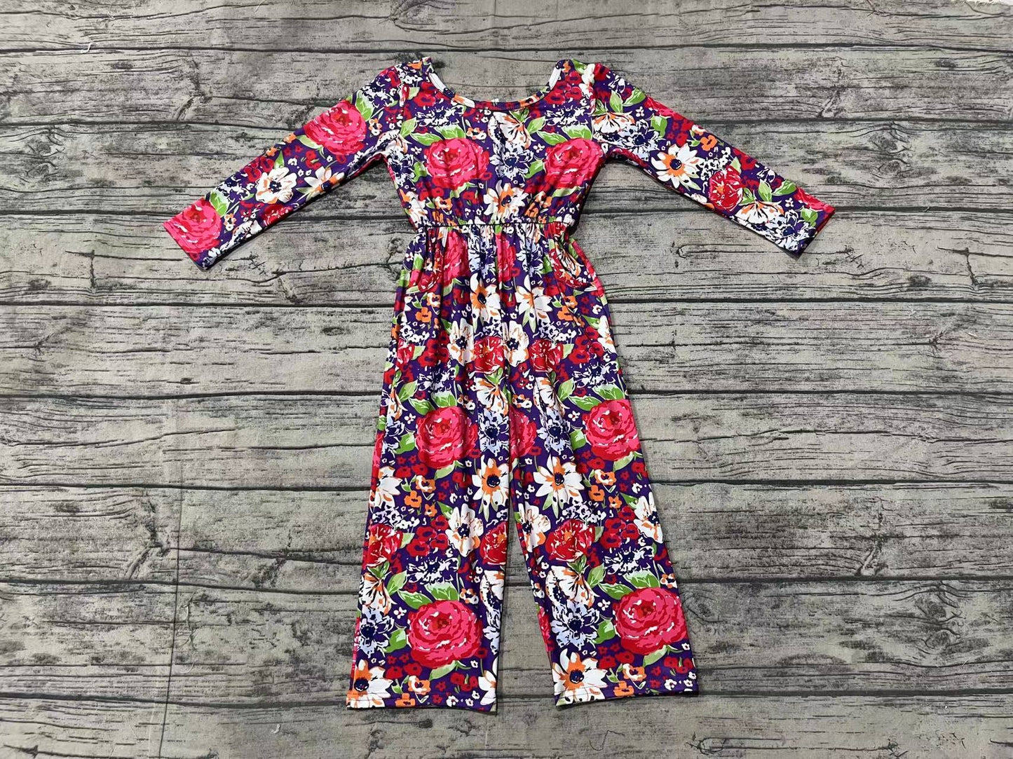 flower long sleeve girl jumpsuit LR1835 preorder overall 202409