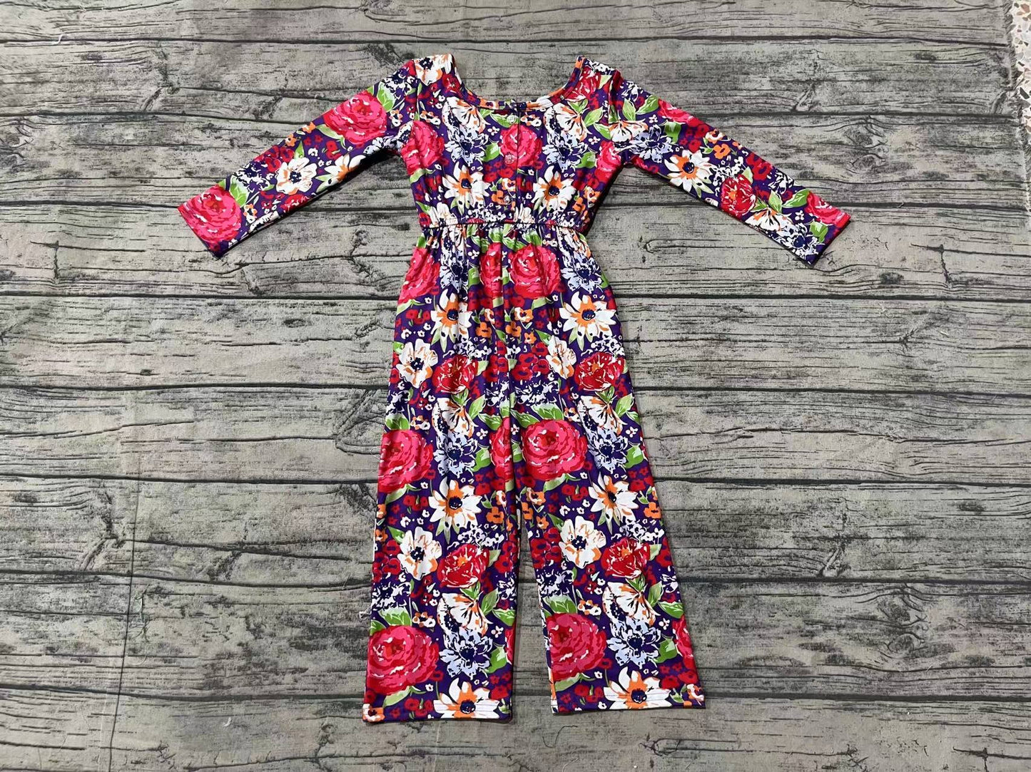 flower long sleeve girl jumpsuit LR1835 preorder overall 202409