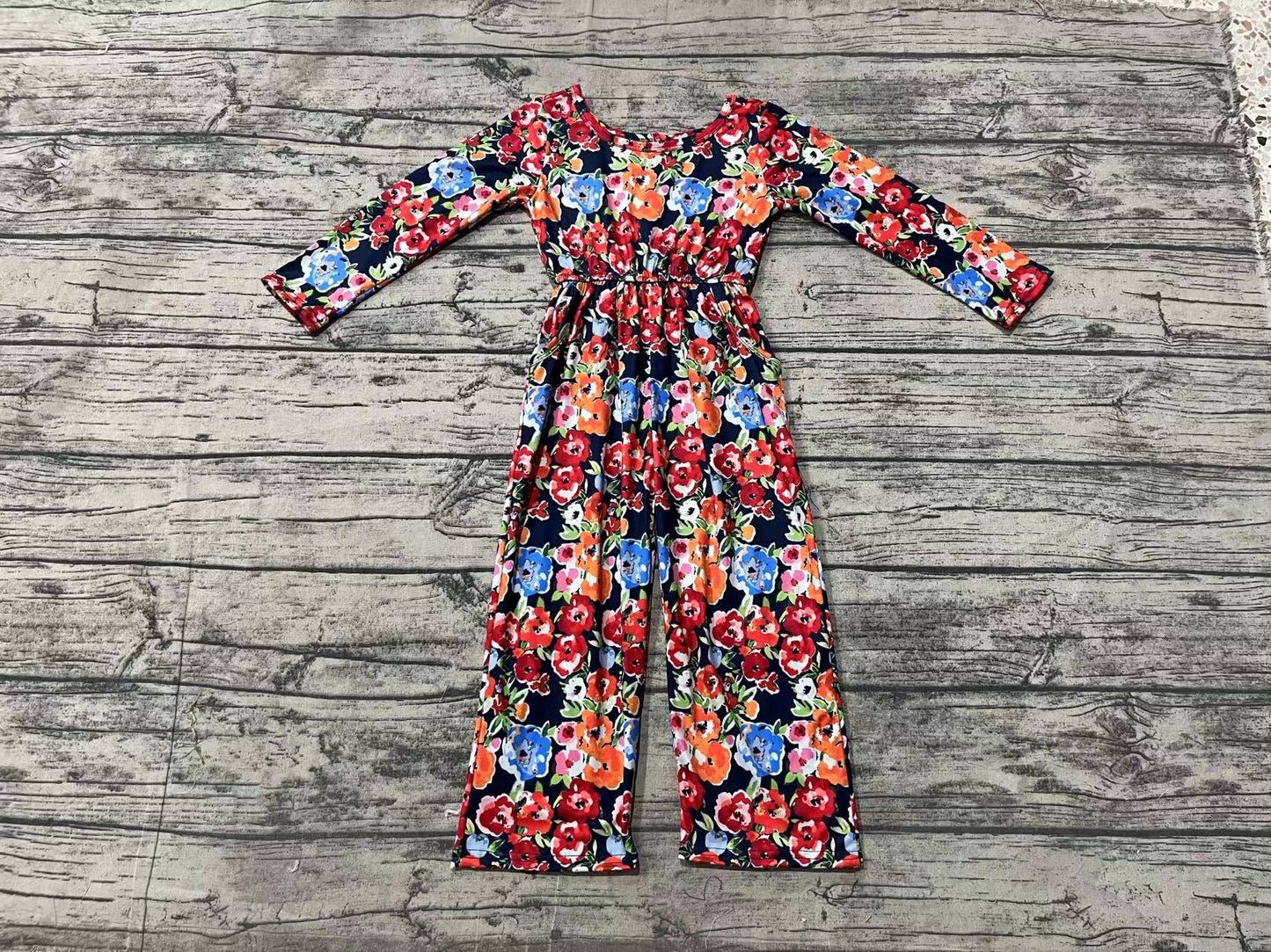 flower long sleeve girl jumpsuit LR1836 preorder overall 202409