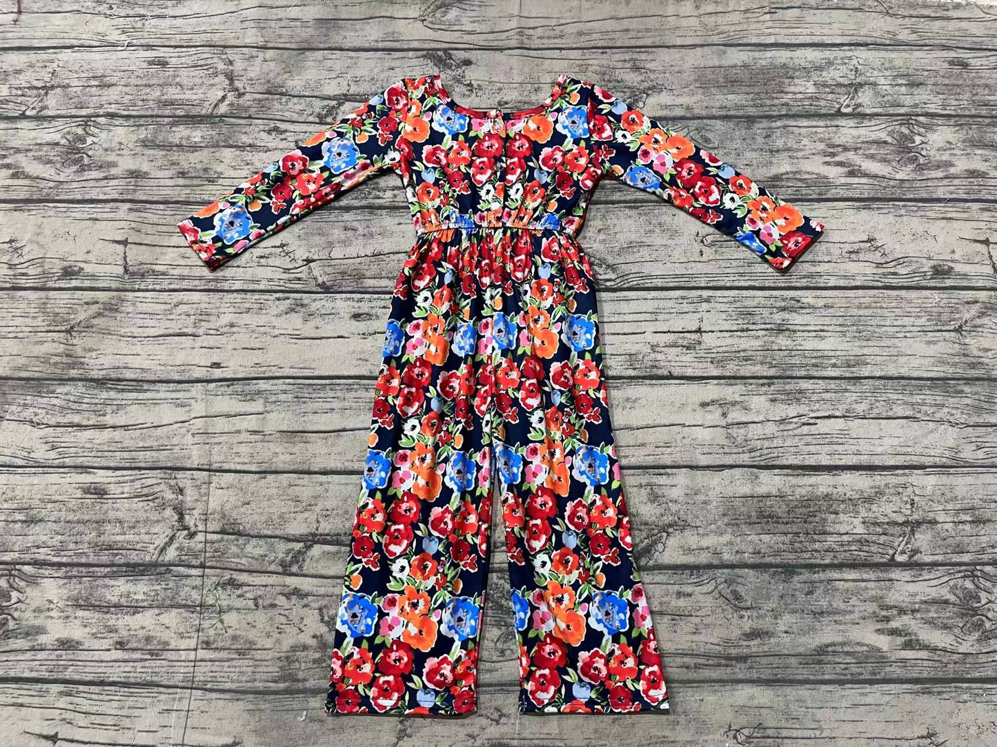 flower long sleeve girl jumpsuit LR1836 preorder overall 202409