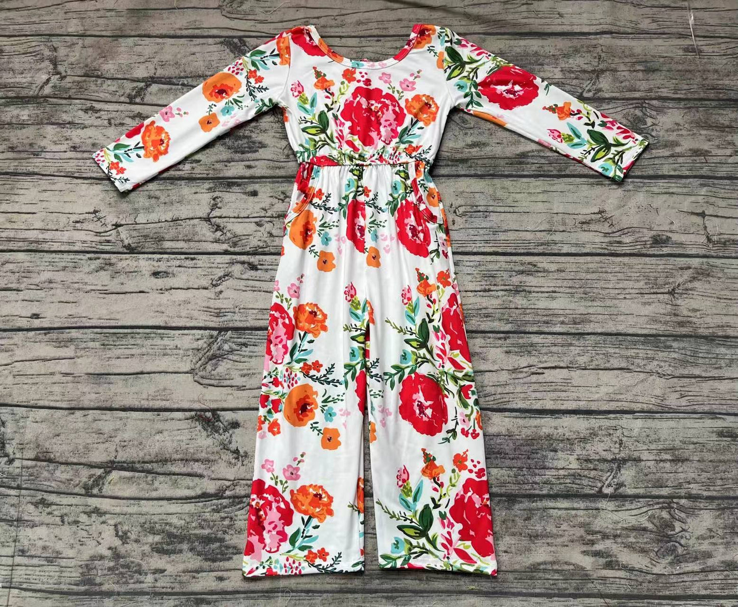 flower long sleeve girl jumpsuit LR1837 preorder overall 202409