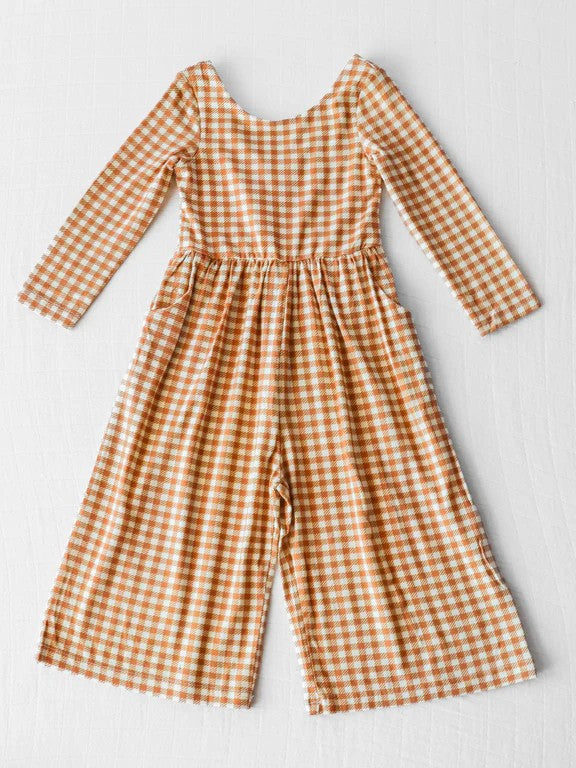 plaid long sleeve girl jumpsuit LR1840 preorder overall 202409