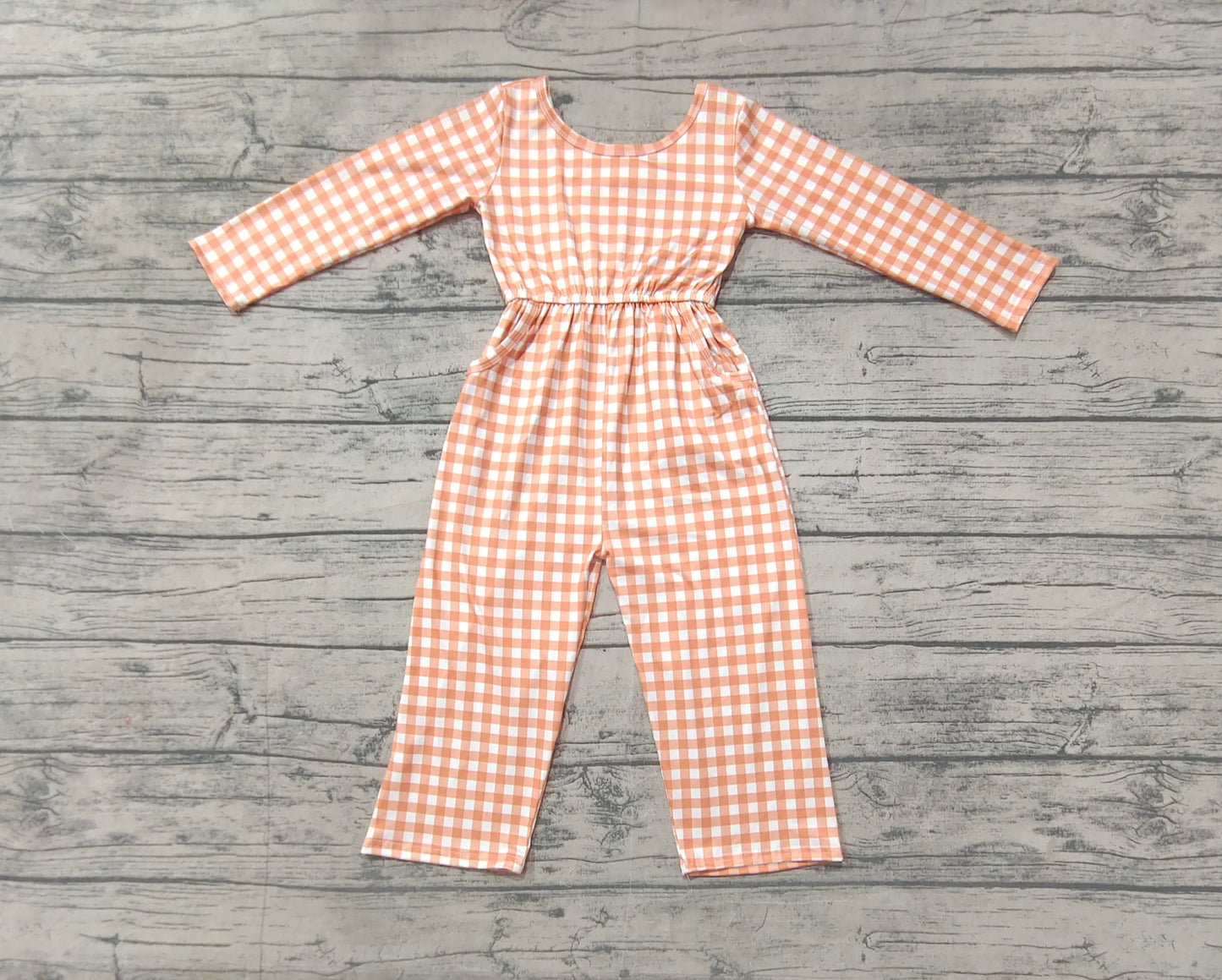 plaid long sleeve girl jumpsuit LR1840 preorder overall 202409