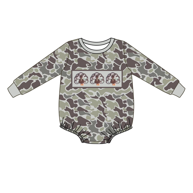 western turkey camo LR1846 sibling boy romper 202408 preorder