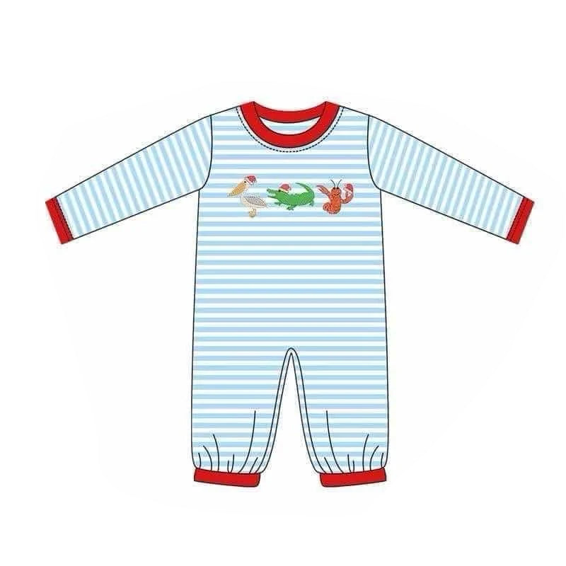 Christmas cray duck alligator LR1848 sibling boy romper 202408 preorder