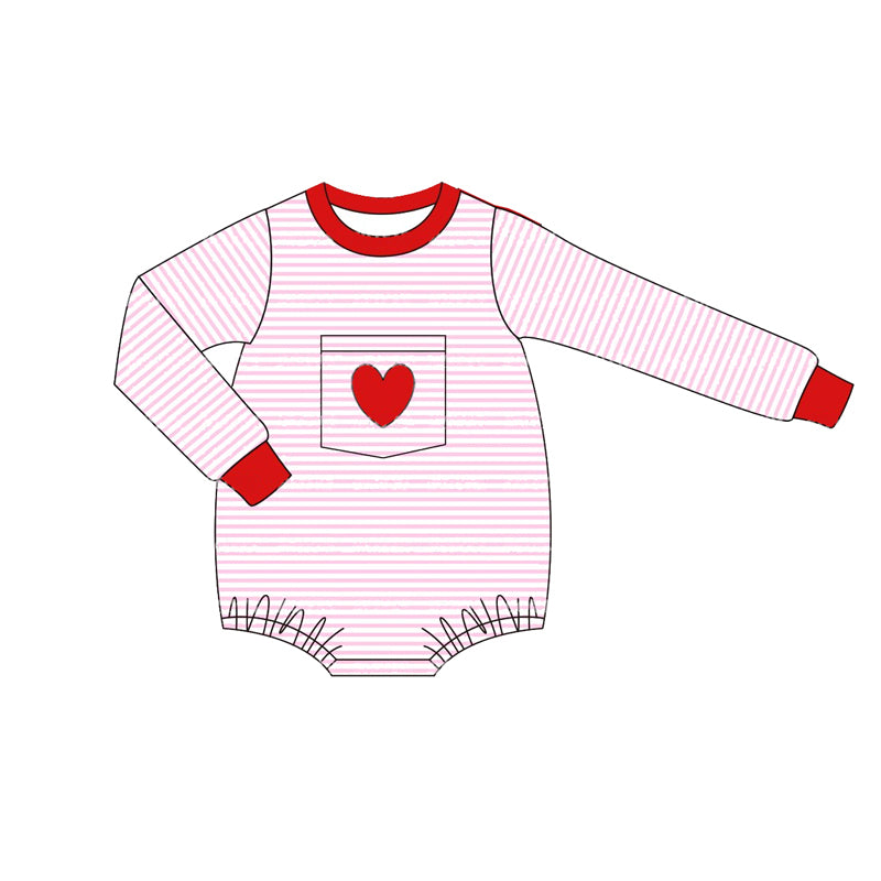 love heart pink sibling LR1855 girl romper 202408 preorder