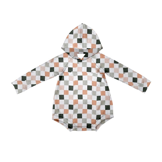 LR1881 sibling checkerboard hoodie boy romper 202408 preorder