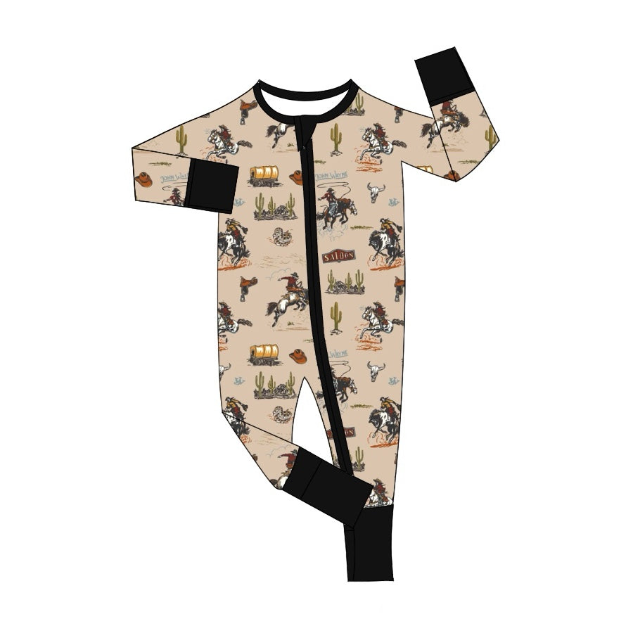 LR1890 sibling cowboy rodeo western boy girl romper 202408 preorder