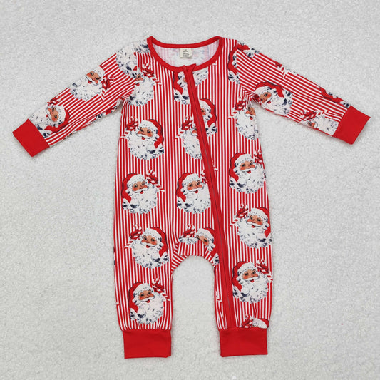 LR1891-BAMBOO sibling Christmas santa western boy girl romper 202410 RTS