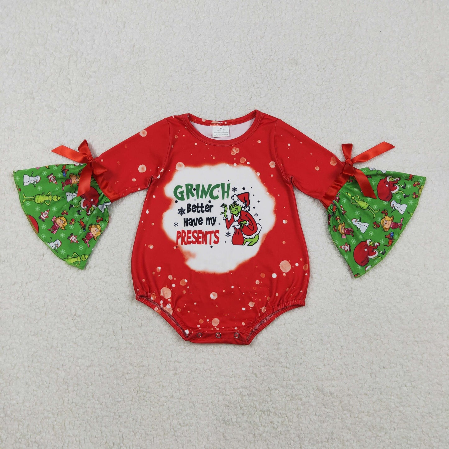 LR1893 sibling  Christmas grinch western  girl romper 202511 RTS