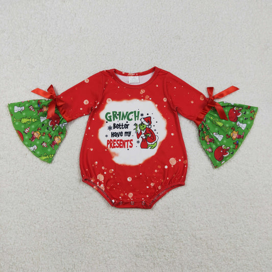 LR1893 sibling  Christmas grinch western  girl romper 202511 RTS