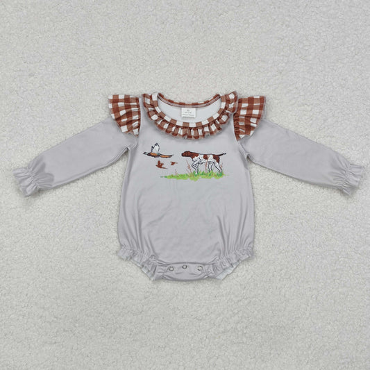 LR2000 dog bird stripe western boy romper 202411  sibling RTS