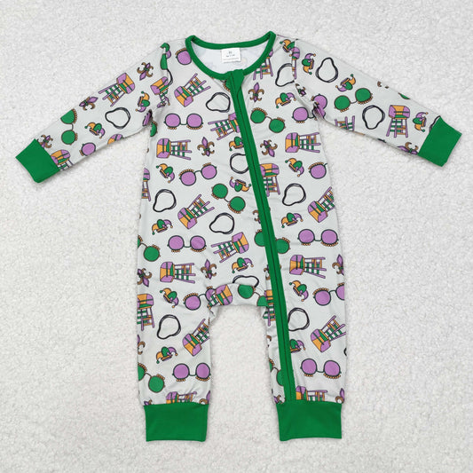 LR2039 Mardi Gras sun glasses western girl romper 202411 preorder sibling