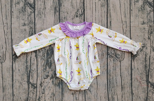 LR2042 sibling  Mardi Gras girl romper 2025 09 preorder