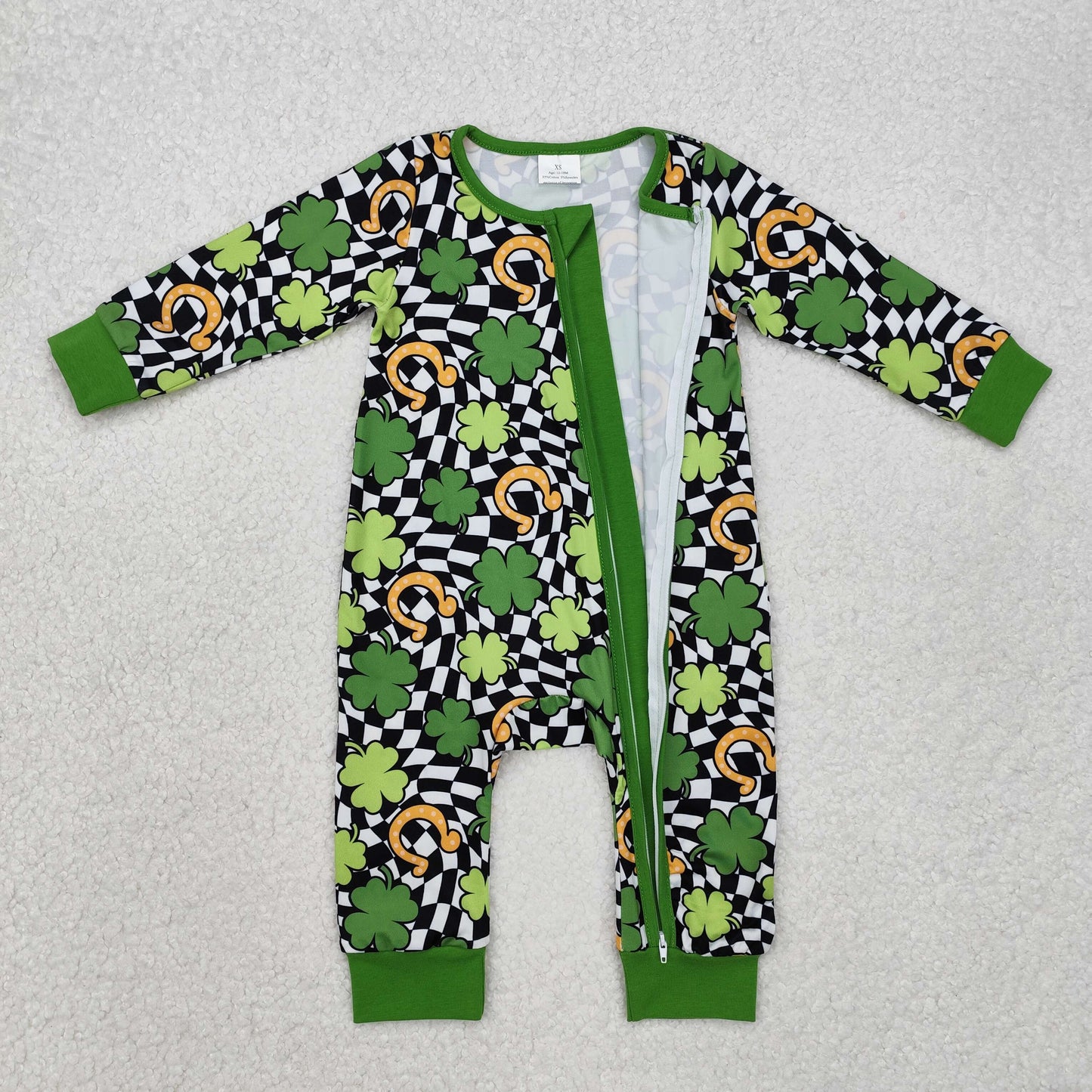 LR2090 western st.Patrick DAY girl romper 202412 RTS sibling