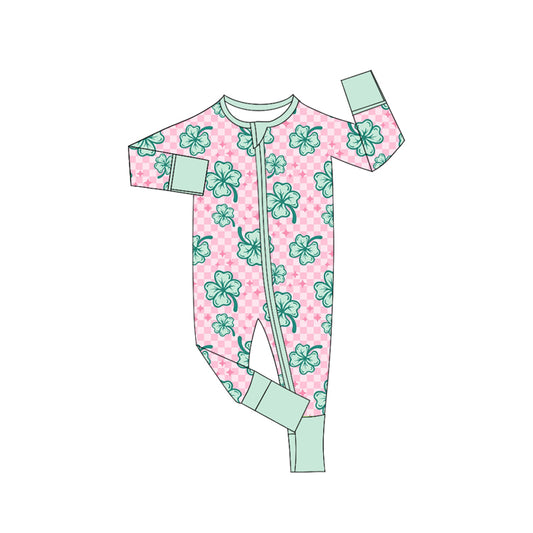 LR2107  western leaves ST. Patrick girl romper 202410 preorder sibling