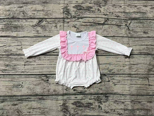 LR2136 embroidery western cross Easter girl romper 202412 preorder sibling