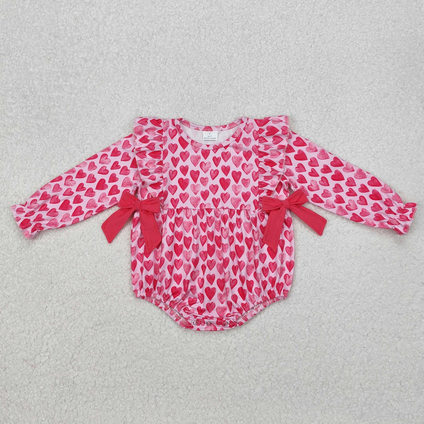 LR2146  pink love Valentine's Day  love baby clothes girl  romper 202412  sibling RTS