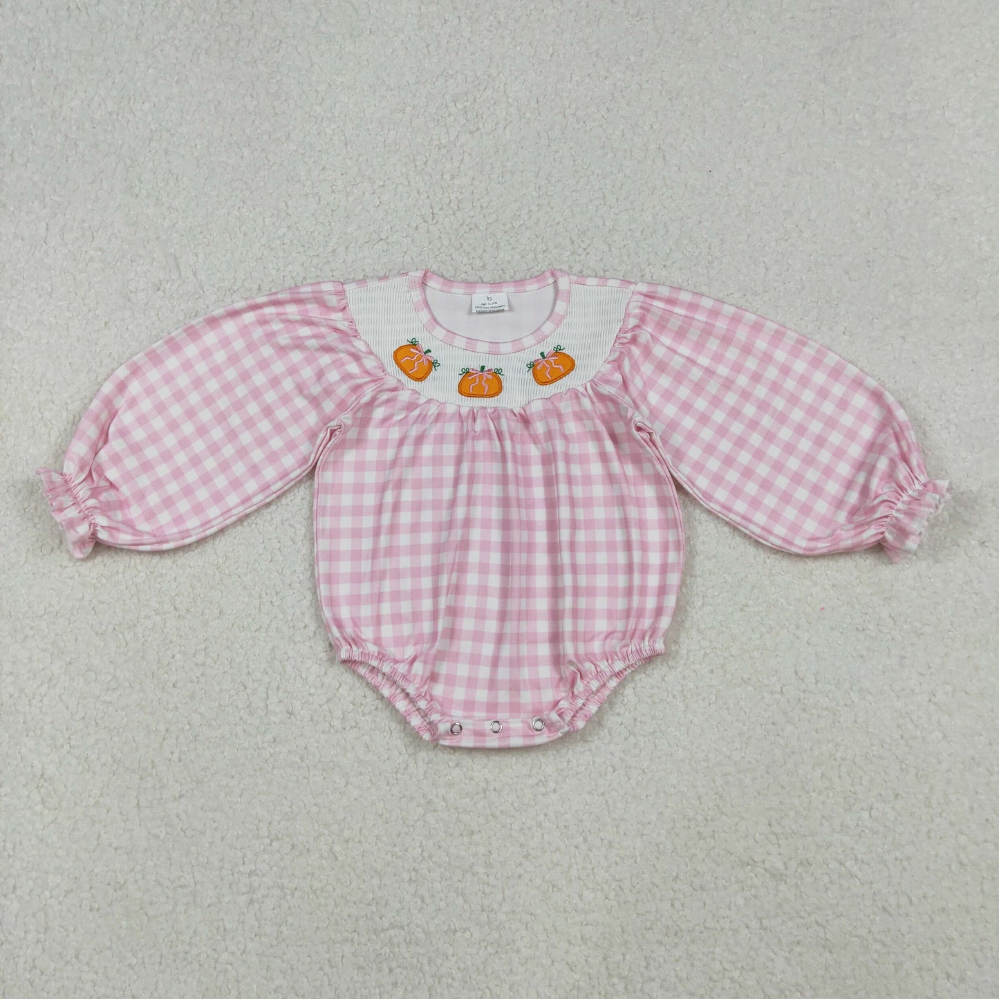 LR2181 SMOCKED Halloween pumpkin smocked  girl romper 202509 RTS